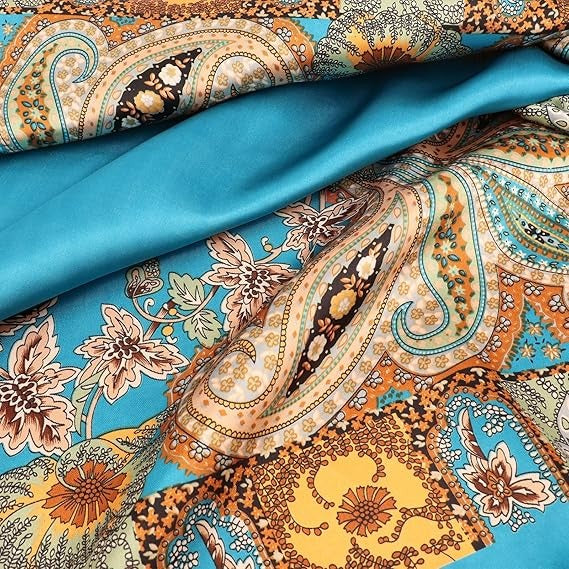 Groot vierkant satijnen haaraccessoire, zijden sjaal, strandhoofddoek voor vrouwen