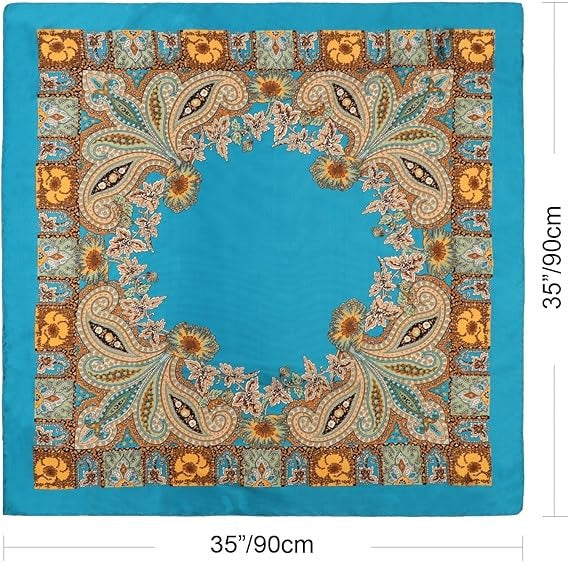 Groot vierkant satijnen haaraccessoire, zijden sjaal, strandhoofddoek voor vrouwen