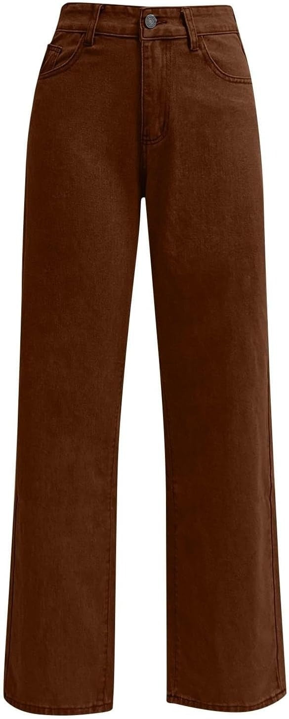Dames jeans met lange, wijde pijpen, modieus en losvallend model, casual.