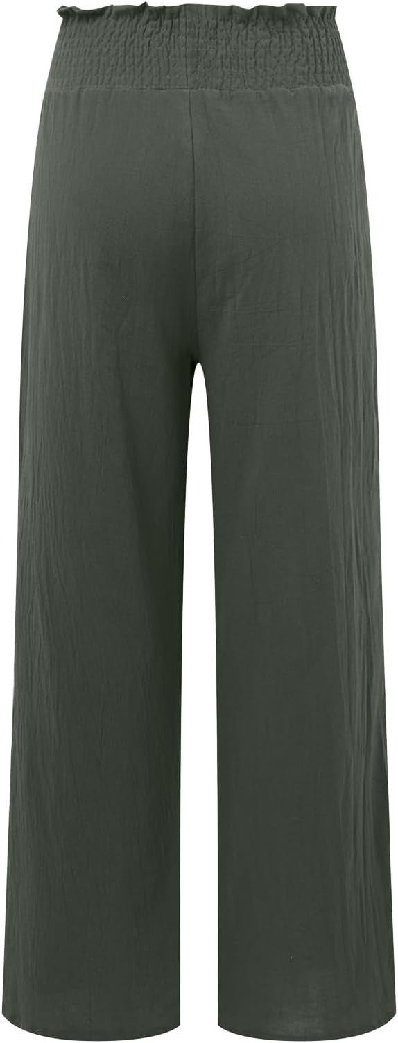 Dames zomerbroek van soepelvallend linnen, lichtgewicht strandbroek