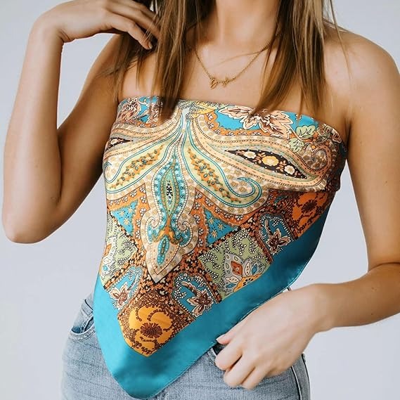 Groot vierkant satijnen haaraccessoire, zijden sjaal, strandhoofddoek voor vrouwen